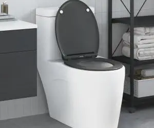 vidaXL Capac WC cu eliberare rapidă închidere lentă antracit duroplast