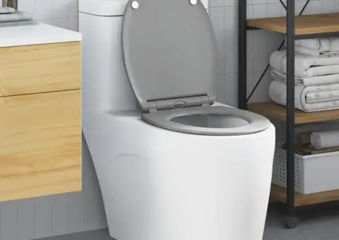 Capac WC cu eliberare rapidă, închidere lentă, gri, duroplast - 1/5