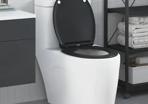 Capac WC cu eliberare rapidă, închidere lentă, negru, duroplast - 1/5