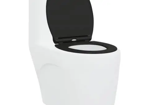Capac WC cu eliberare rapidă, închidere lentă, negru, duroplast - 3/5