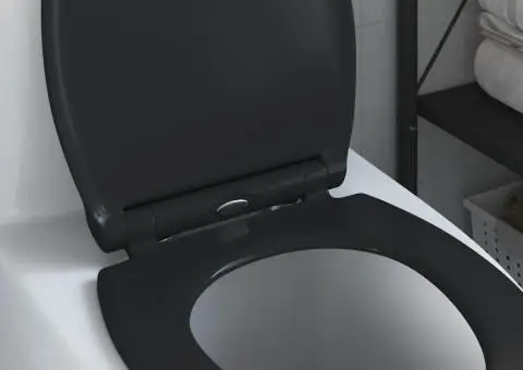 Capac WC cu eliberare rapidă, închidere lentă, negru, duroplast - 4/5