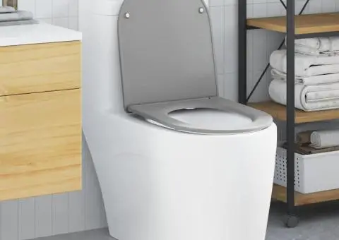 Capac WC cu eliberare rapidă, închidere lentă, gri, duroplast - 1/5