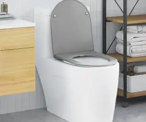 vidaXL Capac WC cu eliberare rapidă, închidere lentă, gri, duroplast