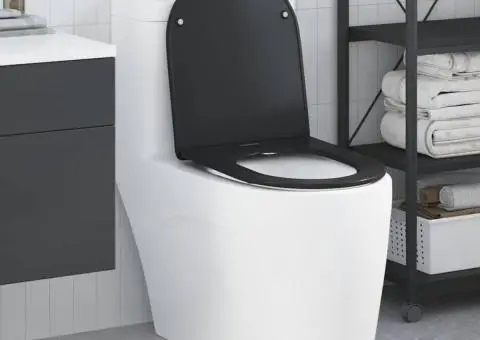 Capac WC cu eliberare rapidă, închidere lentă, negru, duroplast - 1/5