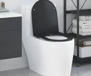 vidaXL Capac WC cu eliberare rapidă, închidere lentă, negru, duroplast