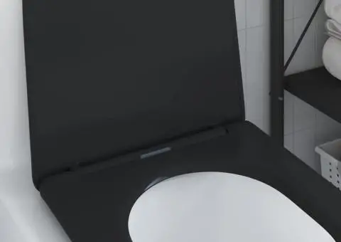 Capac WC cu eliberare rapidă, închidere lentă, negru, duroplast - 4/5