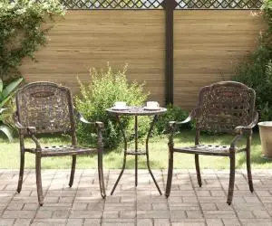 Scaune de grădină 2 bucăți din aluminiu turnat bronzat
