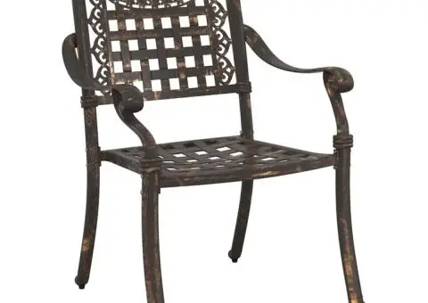 Scaune de grădină 2 bucăți din aluminiu turnat bronzat - 3/5