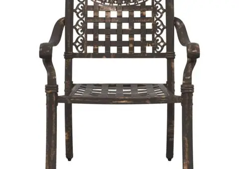 Scaune de grădină 2 bucăți din aluminiu turnat bronzat - 4/5