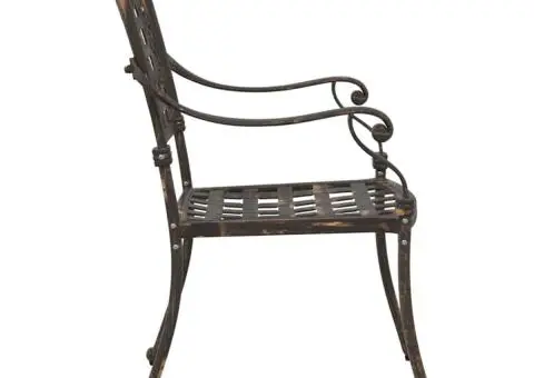 Scaune de grădină 2 bucăți din aluminiu turnat bronzat - 5/5