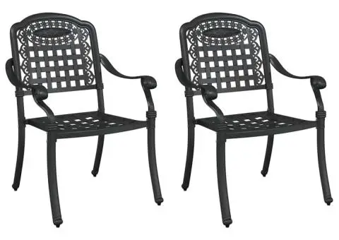 Set scaune de grădină, 2 buc., negru, aluminiu turnat - 2/5