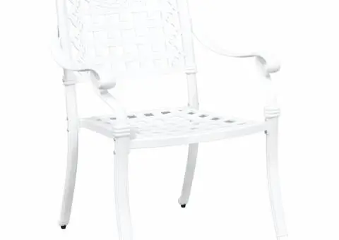 Set scaune de grădină, 2 buc., alb, aluminiu turnat - 3/5