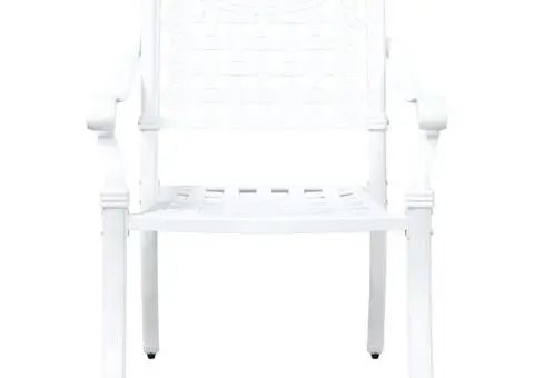 Set scaune de grădină, 2 buc., alb, aluminiu turnat - 4/5