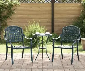 vidaXL Set scaune de grădină, 2 buc., verde, aluminiu turnat