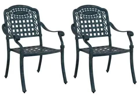 Set scaune de grădină, 2 buc., verde, aluminiu turnat - 2/5