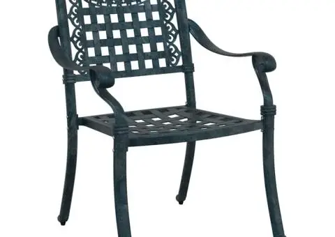 Set scaune de grădină, 2 buc., verde, aluminiu turnat - 3/5