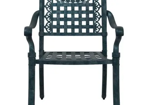 Set scaune de grădină, 2 buc., verde, aluminiu turnat - 4/5