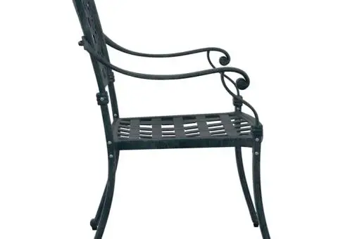 Set scaune de grădină, 2 buc., verde, aluminiu turnat - 5/5