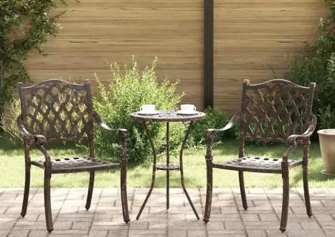 Set scaune de grădină, 2 buc., bronze, aluminiu turnat - 1/5