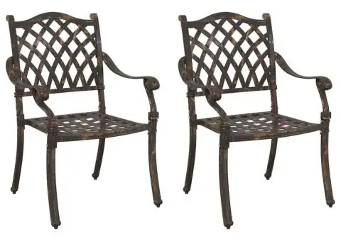 Set scaune de grădină, 2 buc., bronze, aluminiu turnat - 2/5