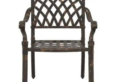 Set scaune de grădină, 2 buc., bronze, aluminiu turnat - 4/5