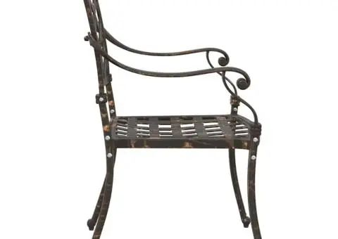 Set scaune de grădină, 2 buc., bronze, aluminiu turnat - 5/5