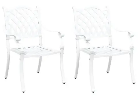 Set scaune de grădină, 2 buc., alb, aluminiu turnat - 2/5