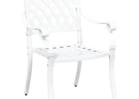 Set scaune de grădină, 2 buc., alb, aluminiu turnat - 3/5