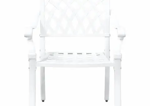 Set scaune de grădină, 2 buc., alb, aluminiu turnat - 4/5