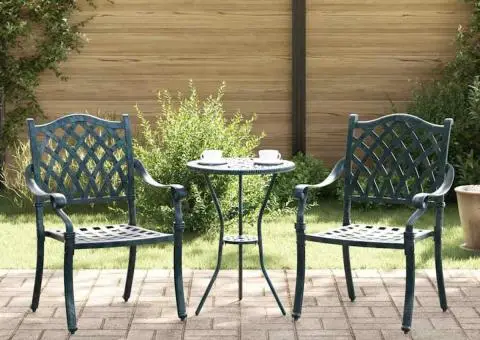 Set scaune de grădină, 2 buc., verde, aluminiu turnat - 1/5