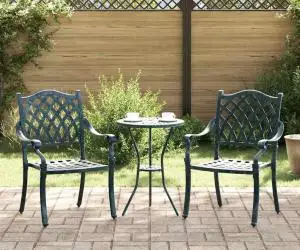 Set scaune de grădină, 2 buc., verde, aluminiu turnat