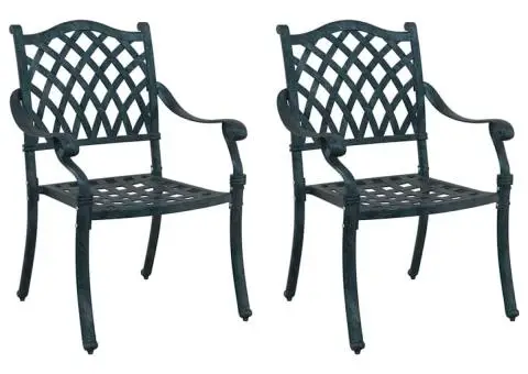 Set scaune de grădină, 2 buc., verde, aluminiu turnat - 2/5