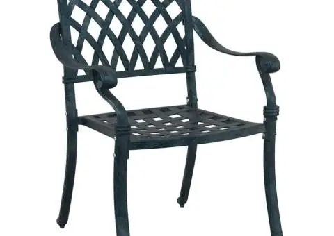 Set scaune de grădină, 2 buc., verde, aluminiu turnat - 3/5