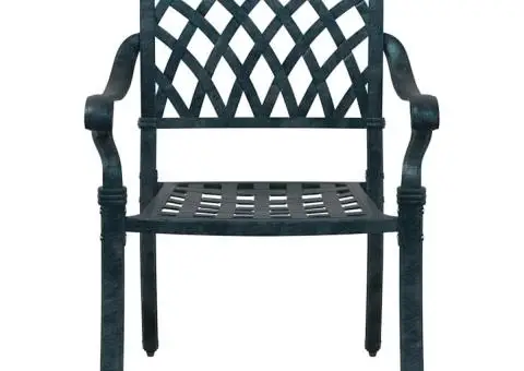 Set scaune de grădină, 2 buc., verde, aluminiu turnat - 4/5