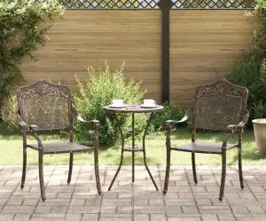 vidaXL Set scaune de grădină, 2 buc., bronze, aluminiu turnat