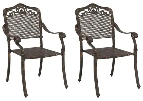 Set scaune de grădină, 2 buc., bronze, aluminiu turnat - 2/5