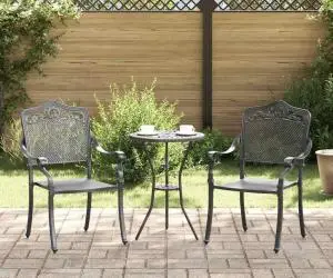 vidaXL Set scaune de grădină, 2 buc., negru, aluminiu turnat