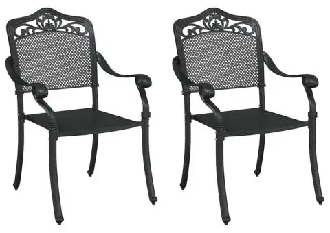Set scaune de grădină, 2 buc., negru, aluminiu turnat - 2/5