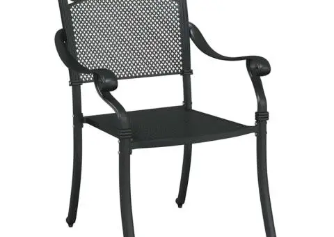 Set scaune de grădină, 2 buc., negru, aluminiu turnat - 3/5