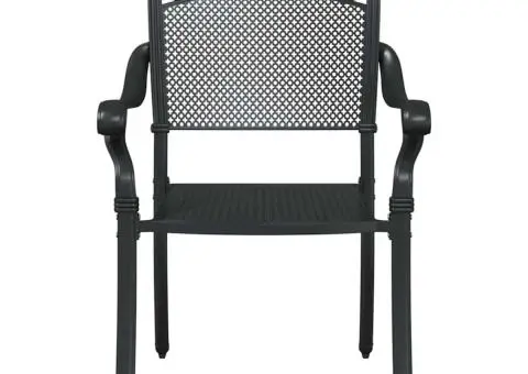 Set scaune de grădină, 2 buc., negru, aluminiu turnat - 4/5