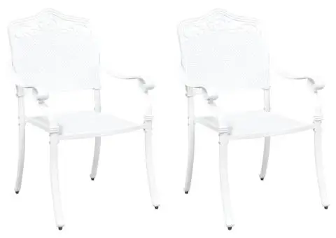 Set scaune de grădină, 2 buc., alb, aluminiu turnat - 2/5