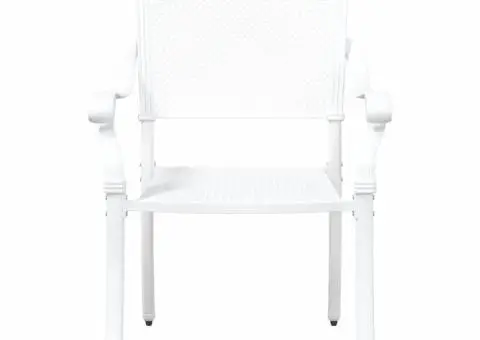 Set scaune de grădină, 2 buc., alb, aluminiu turnat - 4/5
