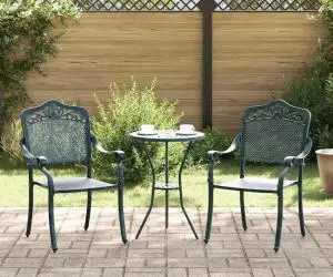 vidaXL Set scaune de grădină, 2 buc., verde, aluminiu turnat