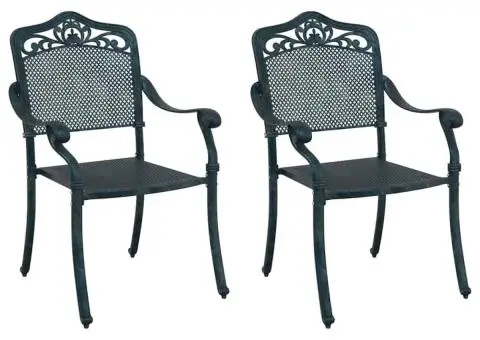 Set scaune de grădină, 2 buc., verde, aluminiu turnat - 2/5