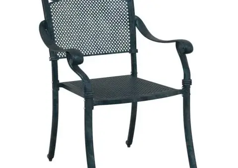 Set scaune de grădină, 2 buc., verde, aluminiu turnat - 3/5