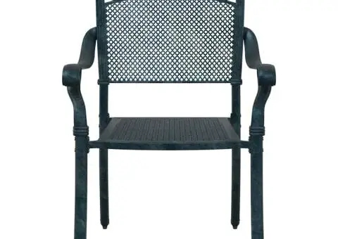 Set scaune de grădină, 2 buc., verde, aluminiu turnat - 4/5