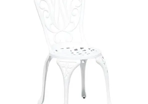 Set scaune de grădină, 3 buc., alb, aluminiu turnat - 4/5