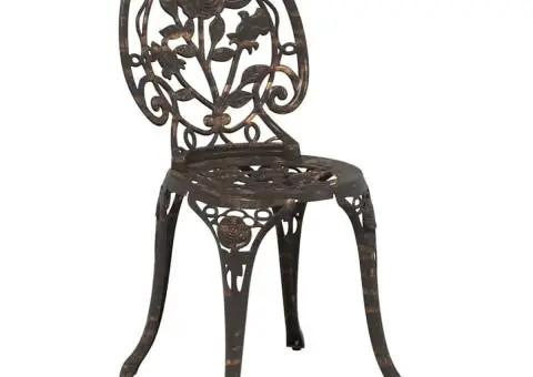 Set scaune de grădină, 3 buc., bronze, aluminiu turnat - 4/5