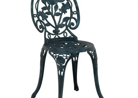 Set scaune de grădină, 3 buc., verde, aluminiu turnat - 4/5