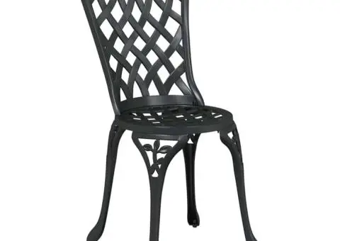 Set scaune de grădină, 3 buc., negru, aluminiu turnat - 4/5